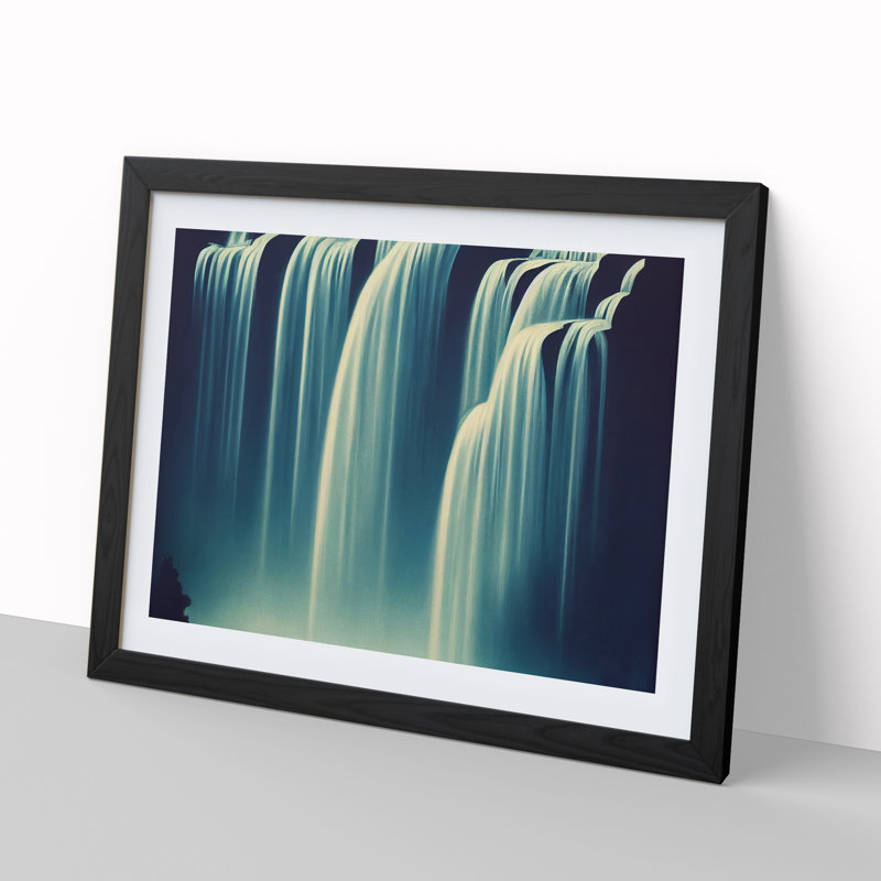 Waterfall Scene - Framed Print, Black Framed, 46cm H x 64cm W