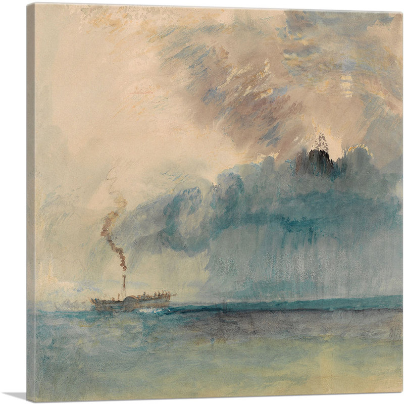 «A Paddle-Steamer in a Storm» par J. M. W. Turner, reproduction d'art sur toile tendue, 18'' H x 18'' W x 1.5'' D
