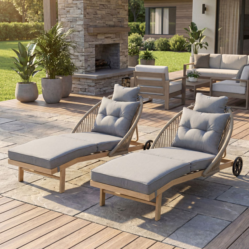 Chaise longue avec coussin amovible, Gris