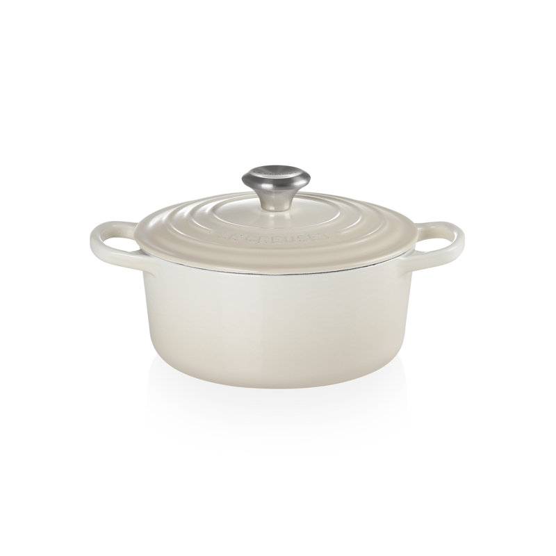 Le Creuset Cast Iron Round Casserole, Meringue, 22cm / 3.3L