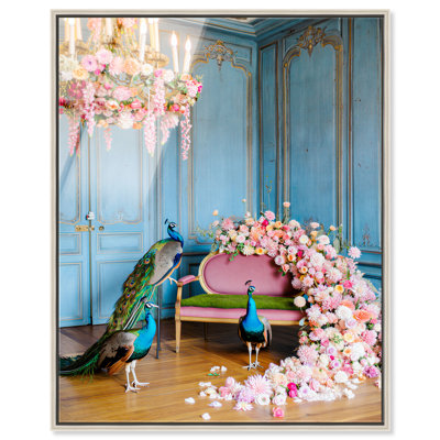 Décoration murale de chambre à coucher "Peacock Room II" par Notoriart, cadre argenté, 16 x 20