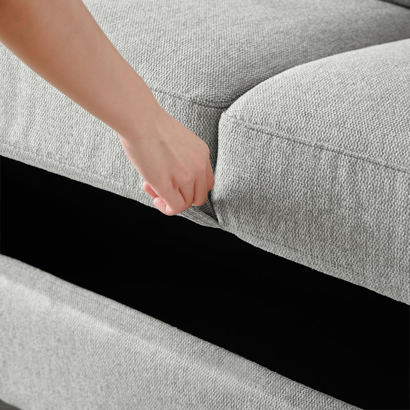 Linen Flared Arm Loveseat with Storage, Gray, 34.7" H x 56.3" W x 31.2" D