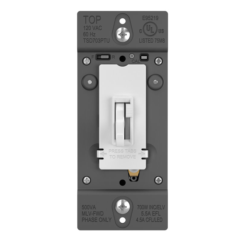 Trademaster 700W Tru Universal Toggle Slide Single Pole/3-Way Dimmer, White