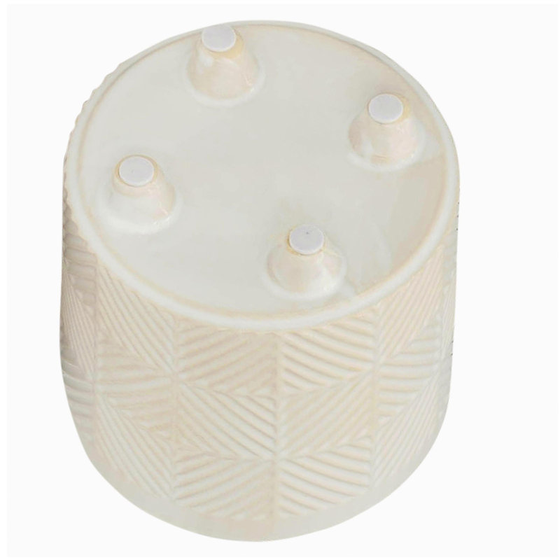 S/2 6/8" Textured Planters, Shiny White, White
