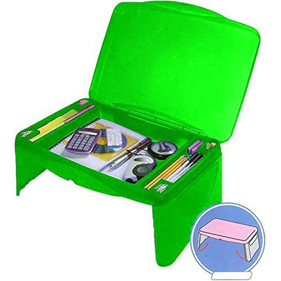 Folding Lap Desk, Laptop Desk, Breakfast Table, Bed Table, Serving Tray - The Lapdesk Contains Extra Storage Space And Dividers & Folds Very Easy, Great For Kids, Adults, Boys, Girls, (black)