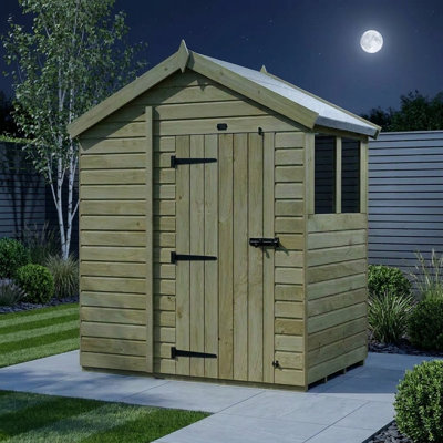 Total Sheds 4ft x 6ft Apex Garden Shed - Single Door - With Windows - Pressure Treated Timber - UK Manufactured