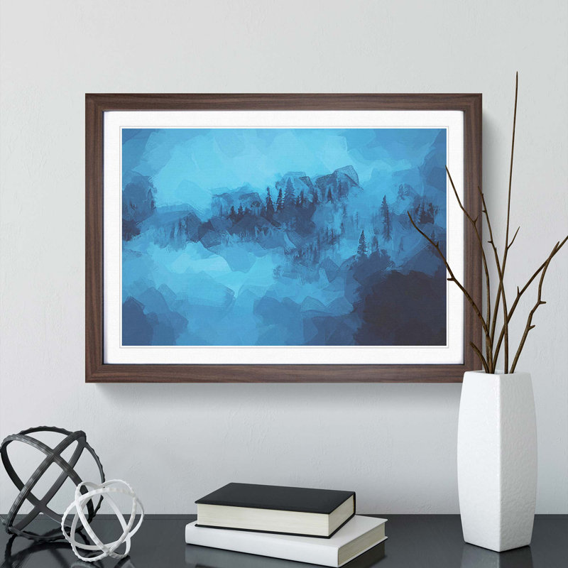 A Mist over the Forest in Abstract - Picture Frame Graphic Art Print, 48cm H x 65cm W x 2cm D, Walnut Framed
