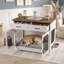 Mobilier de cage pour chien avec tiroirs de rangement, bol d'alimentation rotatif et barres en métal sécurisées-133715132