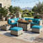 Ensemble de conversation de patio 10 pièces avec table de foyer au propane de 55 000 BTU, canapé modulaire en osier, 2 repose-pieds et table basse-1693599436