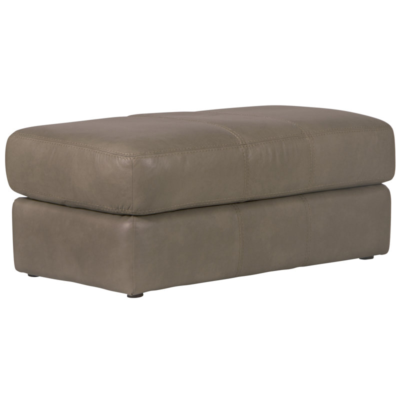 Jolaine Italian Leather Match Ottoman, Beige Leather Match