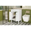 Meuble-lavabo moderne à 2 niveaux avec lavabo supérieur et grandes tablettes de rangement-320743810