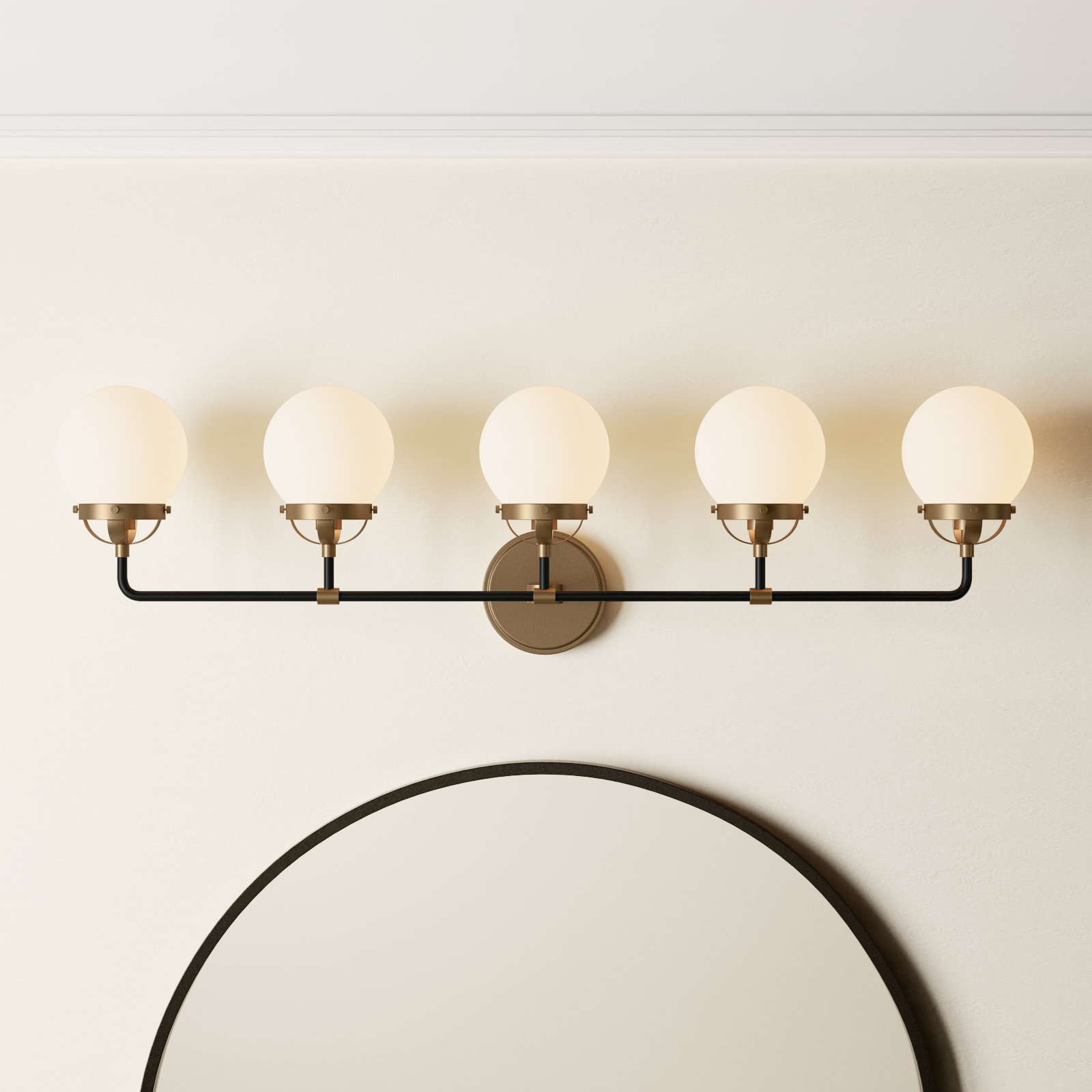 Newport 5-Light Steel Vanity Light , No , Satin Brass