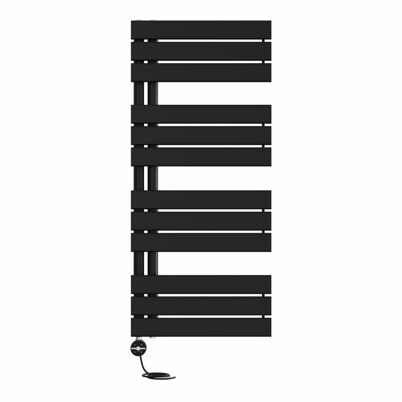 Roelien Designer Towel Rail Heated Towel Rails, 112.6cm H x 50cm W x 6.7cm D, Black