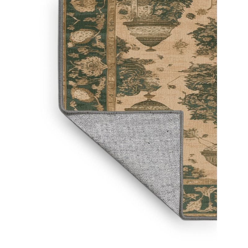 Tapis brun lavable à la machine, Rond 5 pi