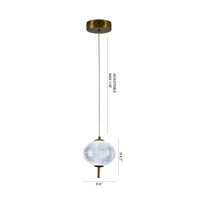 Luminaire suspendu transitionnel en verre 1 lumière DEL