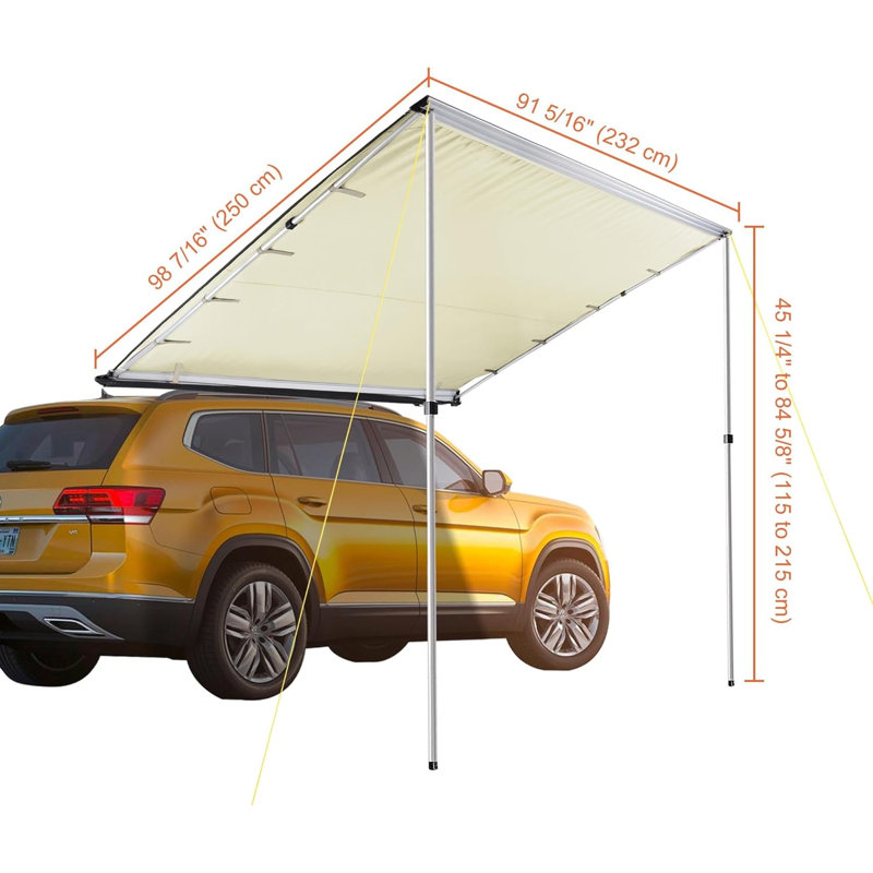 Yescom 6.7X8.2Ft Car Side Awning Pu2000mm UV50+, Beige, 84"H x 98"W x 98"D