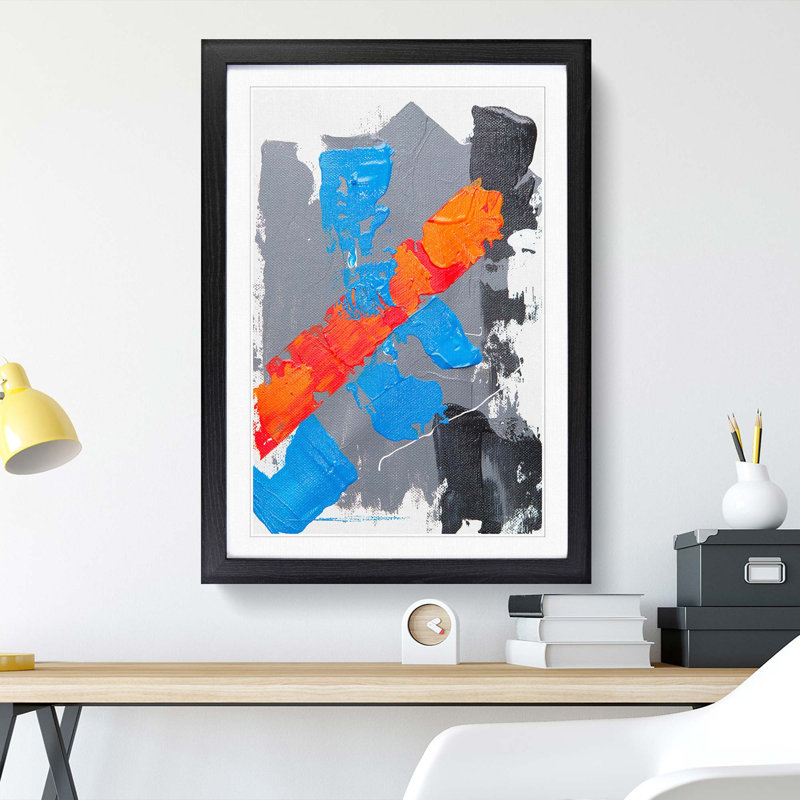 Abstract Art Painting Vol.365 by S.Johnson - Framed Print, 48cm H x 36cm W x 2cm D, Black Framed