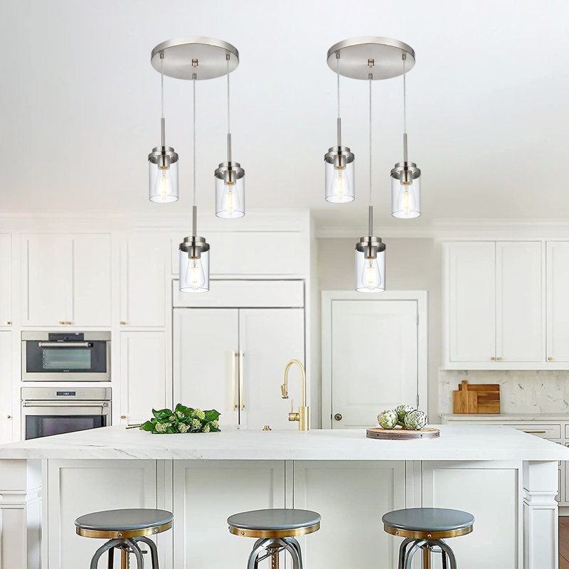 Ashwath 3 - Light Kitchen Island Pendant, Brushed Nickel