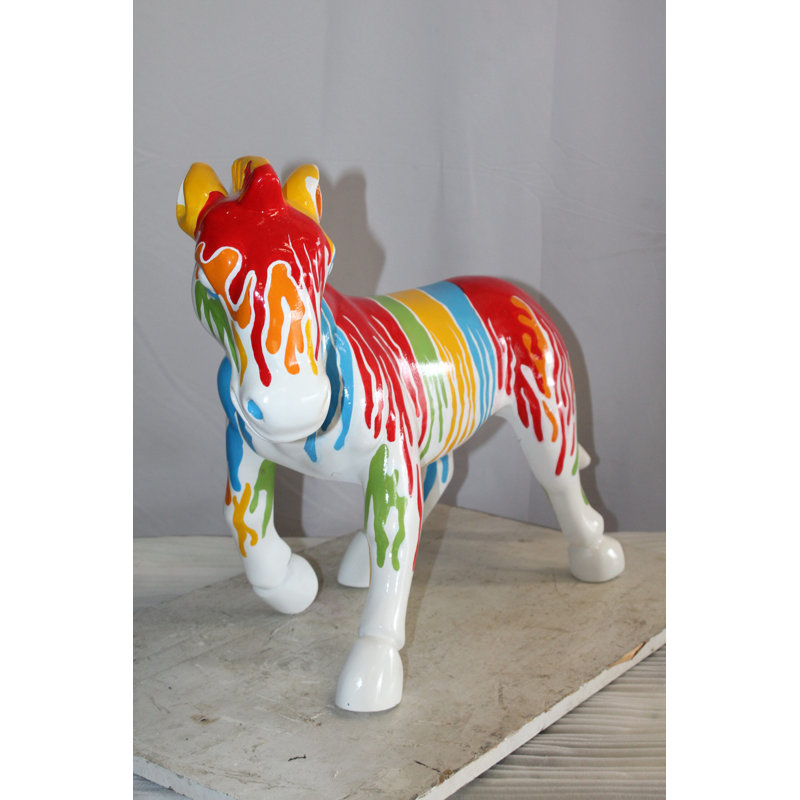 Nifao Collection A Burst of Color Dripping Paint Fiberglass Donkey Statue 33" x 11" x 21"H