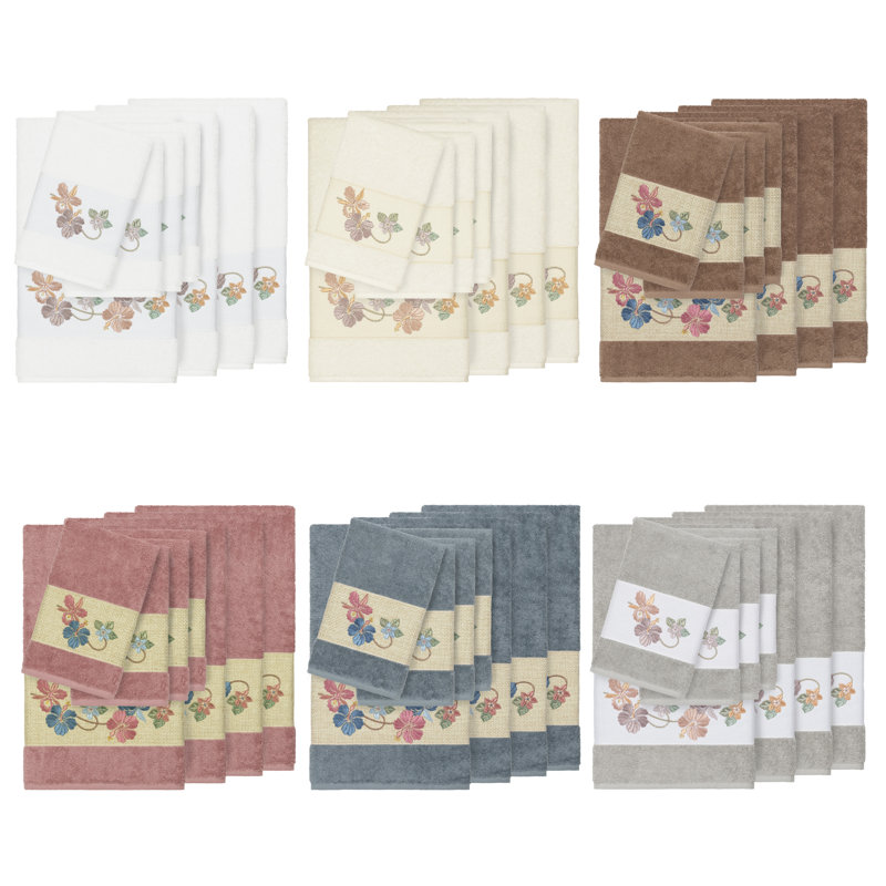 Ensemble de serviettes en coton turc 8 pièces Caroline, Crème