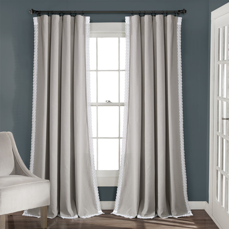 Paire de rideaux semi-transparents Rosalie, Gris clair, L 54 po x L 108 po
