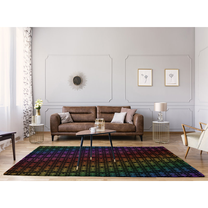 Tapis de treillis noir/mauve dégradé, Rectangle 9 pi x 12 pi