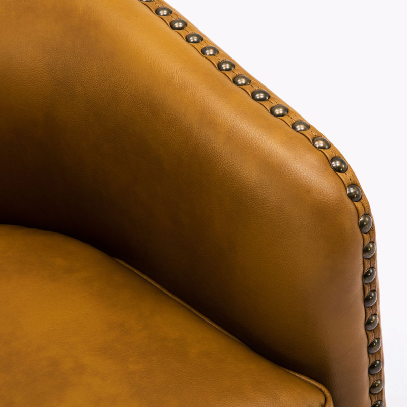 Fauteuil demi-tonneau pivotant de 28,5 po Gatwick, Similicuir brun clair