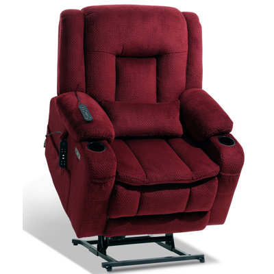 Lay Flat Power Lift Recliner Chair with Heat and Massage, Dual Motor Electric Lift Chair for Elderly for Postoperative Recovery, 400lbs Heavy Duty, Cup Holders, Lumbar Pillow, Dark Gray