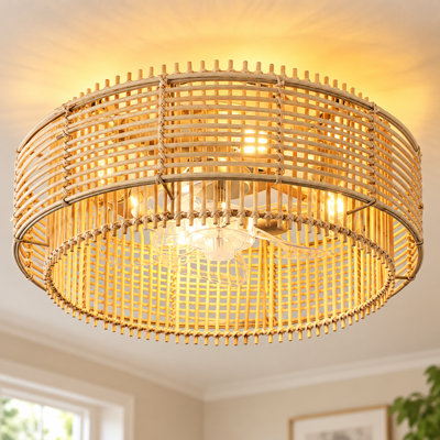 Ventilateur de plafond en cage 19,29 "avec ensemble d'éclairage et télécommande Boho