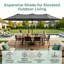 Grand parasol de patio extérieur 180 po x 108 po avec base-1257964031