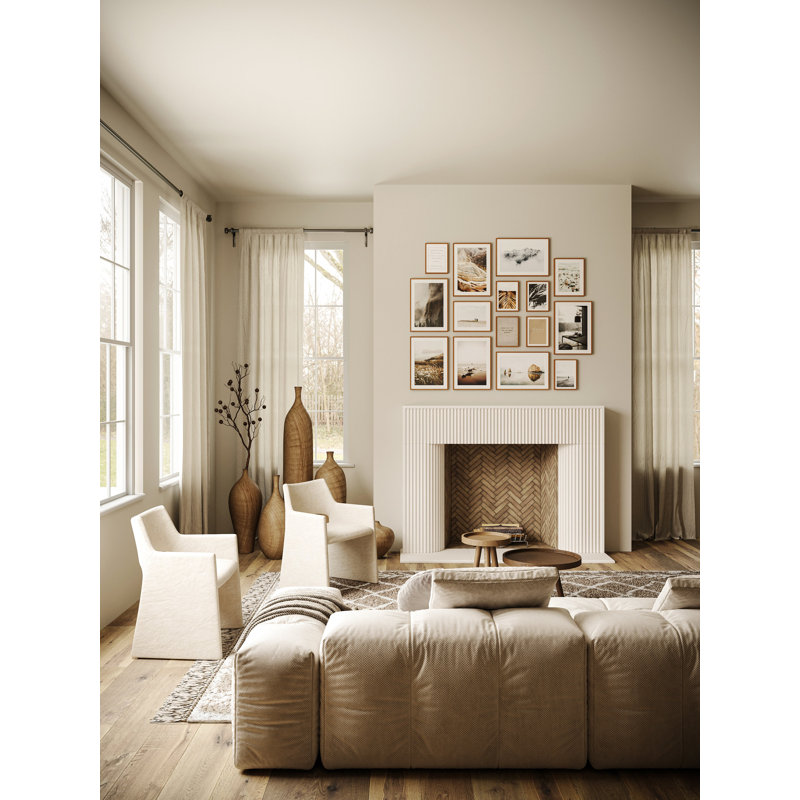 Encadrement de cheminée cannelé en pierre, Naturel / naturel, H 56 po x l 80 po x P 8 po