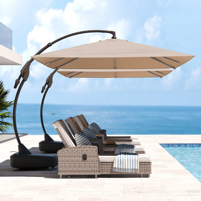 Grand patio Parasol en porte-à-faux rectangulaire 10 pi x 13 pi sans base ni couvercle pour piscine (champagne, 10 x 13 pi)