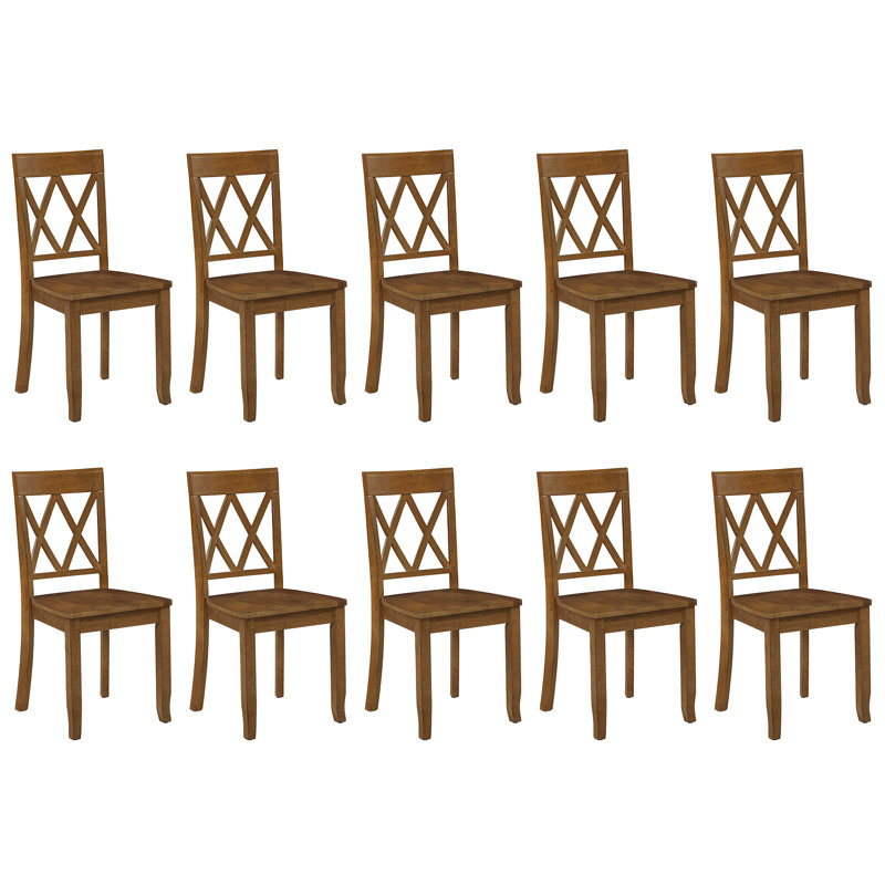 Brookner Wood Cross-Back Dining Chairs,  Antique Walnut, 10