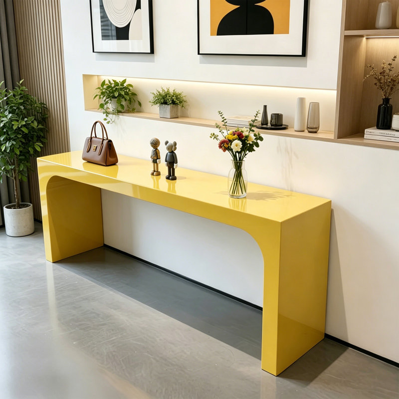 Modern Yellow Rectangular Wooden Console Table