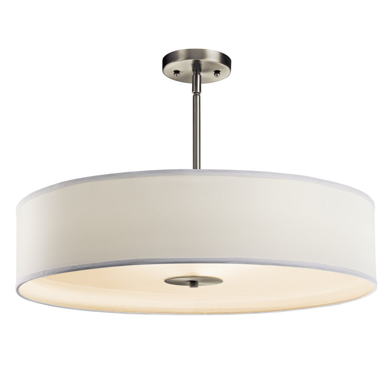 3 - Light Dimmable Drum Chandelier, Brushed Nickel