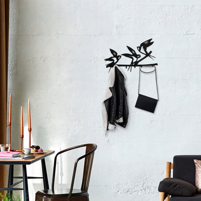 Crochet mural en métal durable, 20,5 x 1,6 x 12,6 pouces, noir | Fabrication 100% métal pour plus de solidité et de stabilité | Idéal pour organiser manteaux, sacs et accessoires | Décoration intérieure élégante et fonctionnelle
