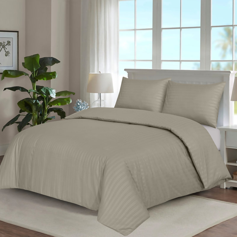 Microfiber No Pattern Duvet Cover Set with Pillowcases Included, Double Duvet Cover + 2 Standard Pillowcases, Beige