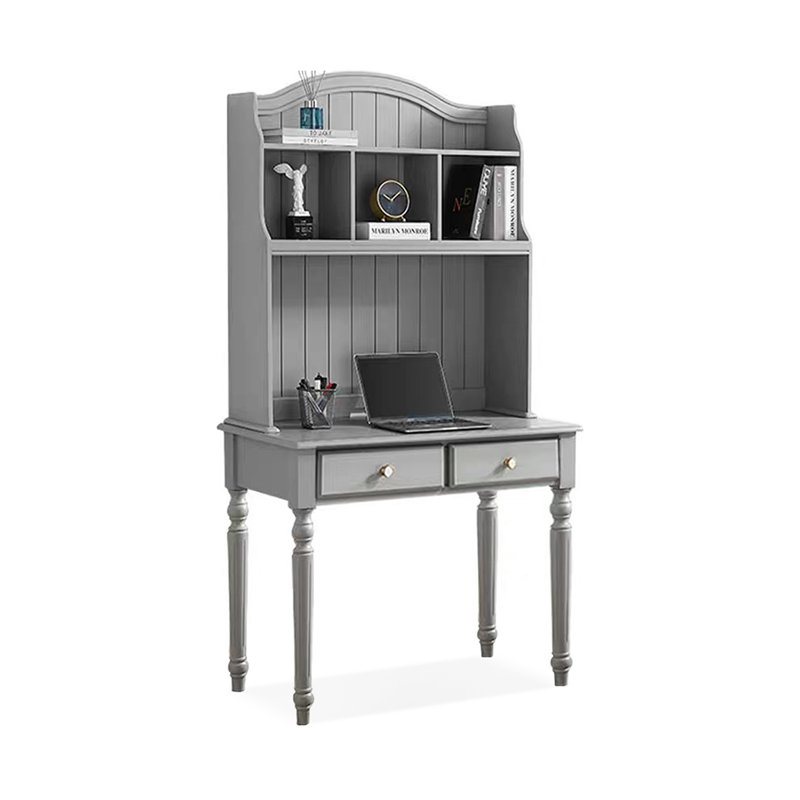 Gray Rectangular Solid Wood Executive Desk with drawers desk, 29.92"H*39.37"W*19.69"D