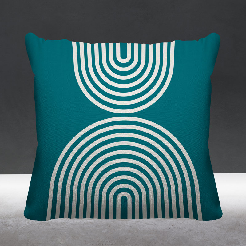Coussin décoratif intérieur / extérieur Hali, L 15 po x H 15 po, Turquoise