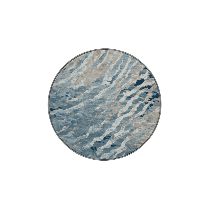 Machine Washable Gray Area Rug, Round 3'