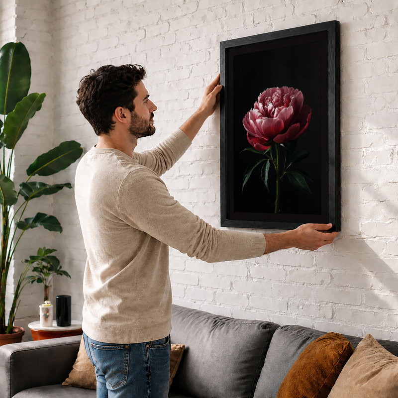 Luminous Peony Botanical - Framed Print, Unframed, A3 - 42.0 x 29.7 cm