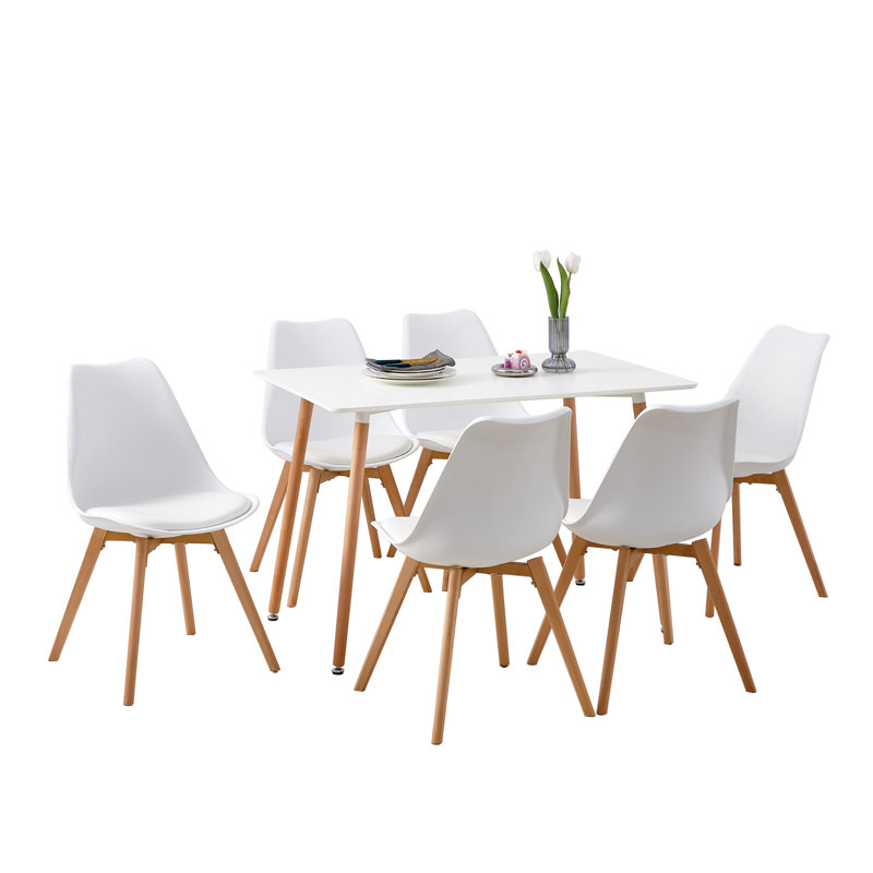 Milana 6 - Person Dining Set, White