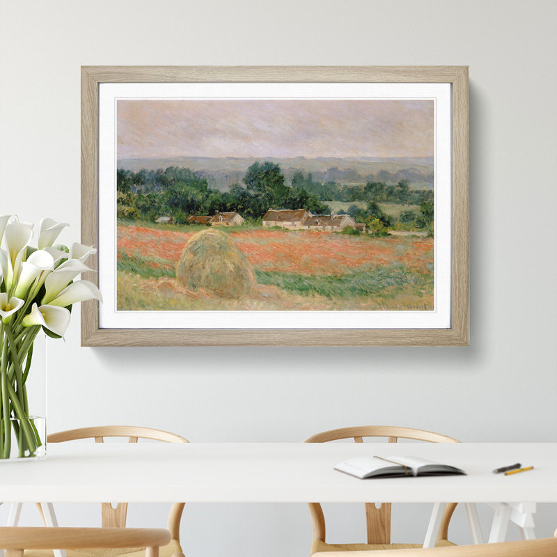 Haystack at Giverny by Claude Monet - Picture Frame Painting, 27cm H x 36cm W x 2cm D, Oak Framed