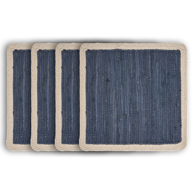 Kaide Cotton Geometric Square Placemat, Blue