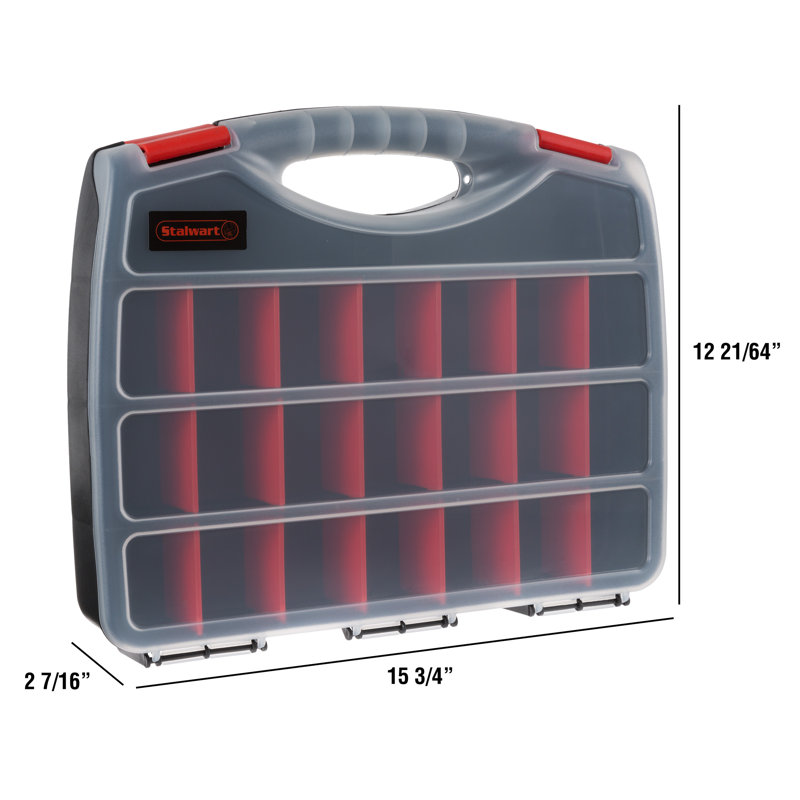 Stalwart Portable Storage Case with Lock & 23 Compartments and Removable Dividers