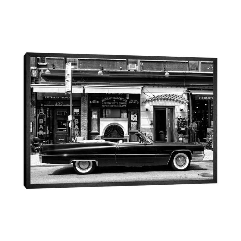 Black Cadillac by Philippe Hugonnard - Print on Canvas, Black Floater Framed, 66.04cm H x 101.6cm W x 3.81cm D