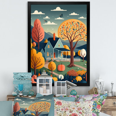«Graphic Trees with Little House», reproduction sur toile