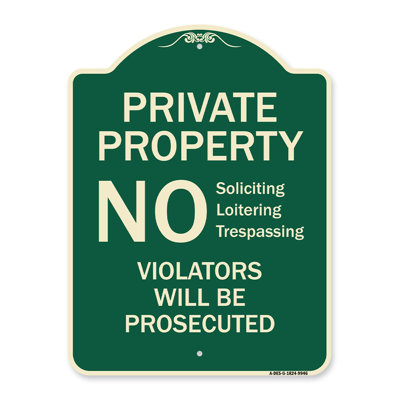 Enseigne Signmission Designer Series - Pas de démarcation intrusive. L'insigne architectural en aluminium de gros calibre 18 po x 24 po Violators Will Willsclassed Protège votre entreprise fabriqué aux États-Unis
