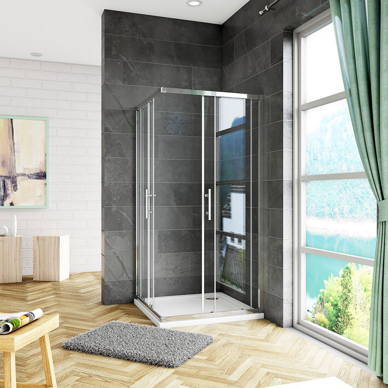 Adelene 700x700x1850mm Chrome Corner Entry Shower Enclosure
