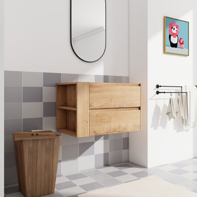 Wall Mounted 30" Bathroom Vanity With Soft Close Drawer, Imitative Oak Prominence Mount Cabinet Vanity, Delicacy
